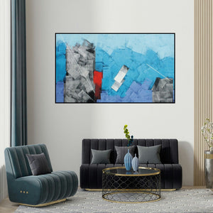 Sudhir Talmale's 'Untitled 63' painting visualized above a sofa in a contemporary room.