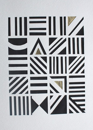 Untitled 63 (Intersecting Rhythms) by Vivek Nimbolkar, Original Paper Abstract Painting on Paper, X-Small Vertical Wall Art
