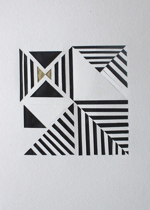 Untitled 65 (Visual Intersection) by Vivek Nimbolkar, Original Paper Abstract Painting on Paper, X-Small Vertical Wall Art
