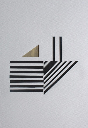 Untitled 67 (Intersecting Planes) by Vivek Nimbolkar, Original Paper Abstract Painting on Paper, X-Small Vertical Wall Art
