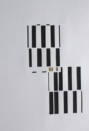 Untitled 69 (Checkered Disruption) by Vivek Nimbolkar, Original Paper Abstract Painting on Paper, X-Small Vertical Wall Art