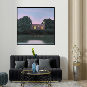 Shaji Appukuttan's 'Untitled 7' painting visualized above a sofa in a contemporary room.