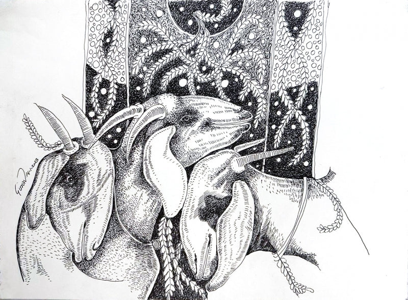 Animals mixed-media painting titled 'Untitled 7', 17x19 inch, by artist Raosaheb Gurav on Paper