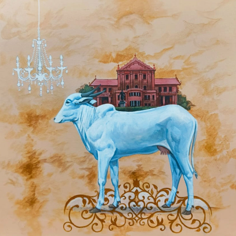 Untitled 7' animals acrylic painting by artist Senthil Kumar J, 18x18 inch, on canvas