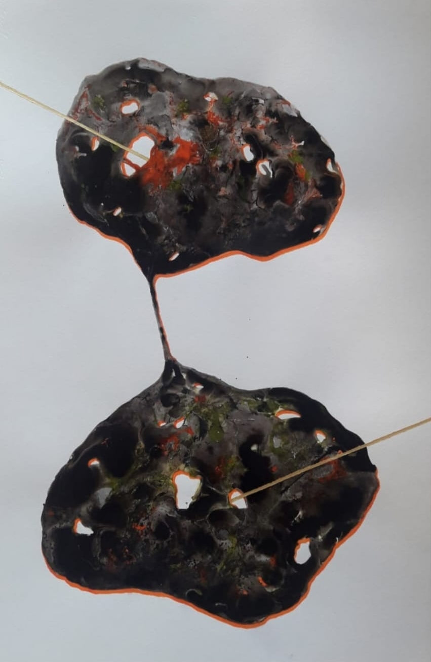 'Untitled 7' contemporary mixed-media painting by artist Raosaheb Gagare, 12x8 inch, on paper