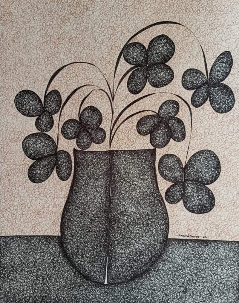 Untitled 7' nature mixed-media painting by artist Ankita Dutta, 28x22 inch, on paper