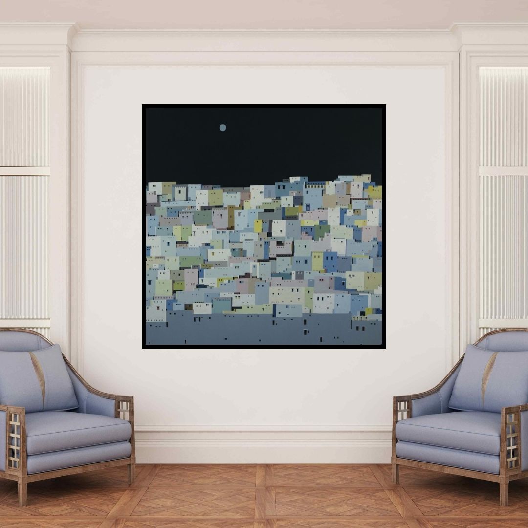 In-situ view of Madan Pawar's 'Untitled 7' painting in a room