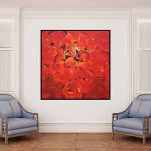 In-situ view of Yogesh Murkute's 'Untitled 7' painting in a room