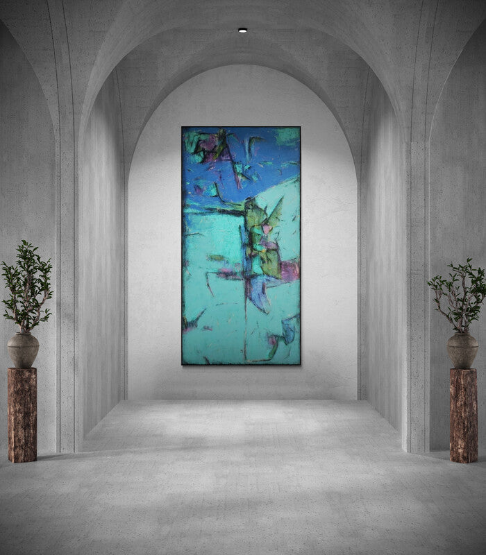 In-situ view of Anuja Paturkar's 'Untitled 71 (Serene Abstraction)' painting in a room