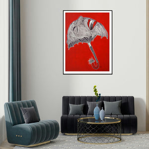 'Untitled' painting by Shishir Bhatt shown on a wall in a furnished room.