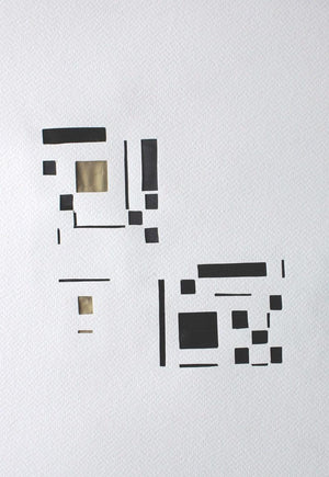 Untitled 74 (Binary Dialogue) by Vivek Nimbolkar, Original Paper Abstract Painting on Paper, X-Small Vertical Wall Art