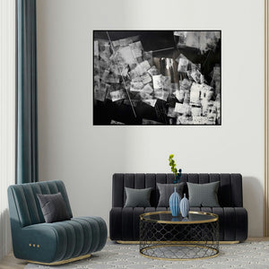 Sudhir Talmale's 'Untitled 75' painting visualized above a sofa in a contemporary room.