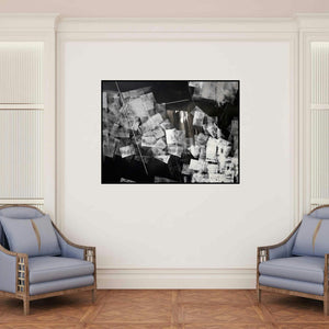 'Untitled 75' painting by Sudhir Talmale shown on a wall in a furnished room.