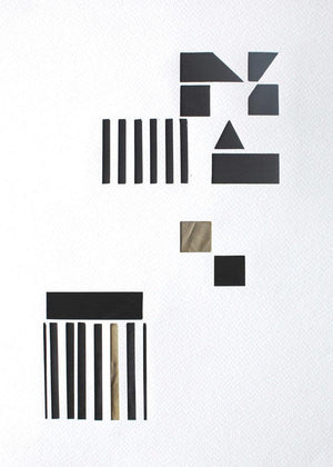 Untitled 77 (Architectural Fragments) by Vivek Nimbolkar, Original Paper Abstract Painting on Paper, X-Small Vertical Wall Art