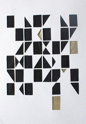 Untitled 78 (Geometric Constellation) by Vivek Nimbolkar, Original Paper Abstract Painting on Paper, X-Small Vertical Wall Art