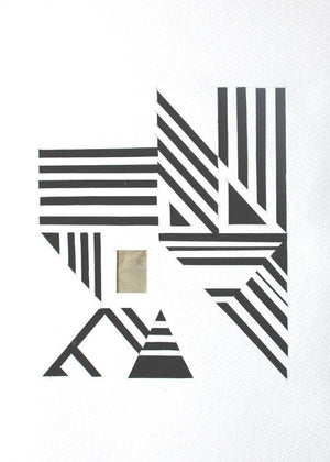 Untitled 79 (Intersecting Lines) by Vivek Nimbolkar, Original Paper Abstract Painting on Paper, X-Small Vertical Wall Art