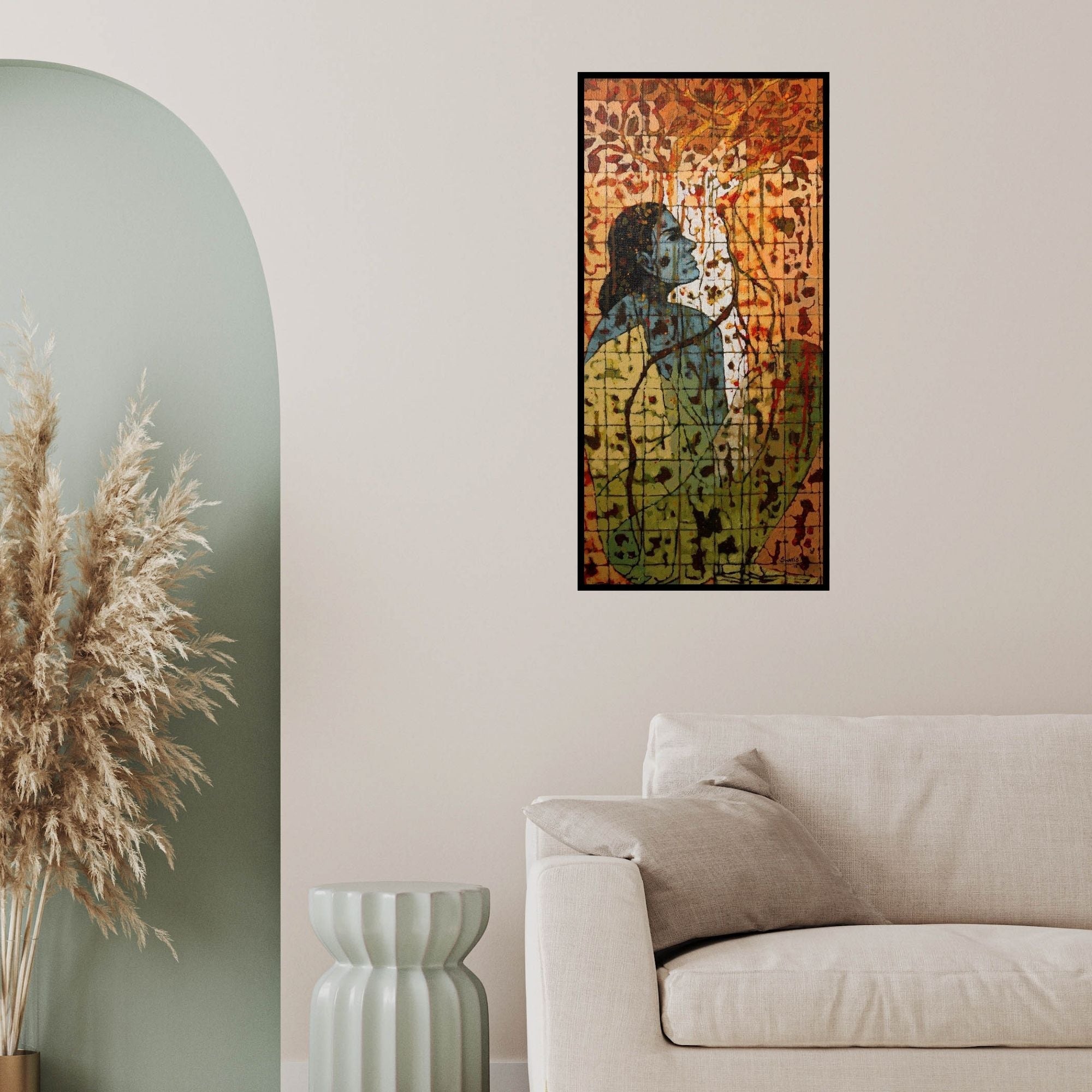 In-situ view of Swati Sable's 'Untitled 8 (Intertwined)' painting in a room