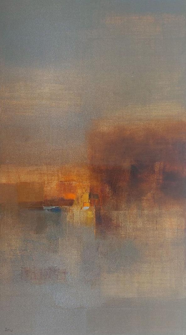 Abstract oil painting titled 'Untitled 8', 54x30 inches, by artist Anu Kulkarni on Canvas
