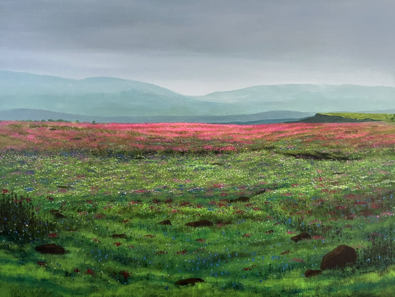 Untitled 8' nature acrylic painting by artist Ramdas Thorat, 36x48 inch, on canvas