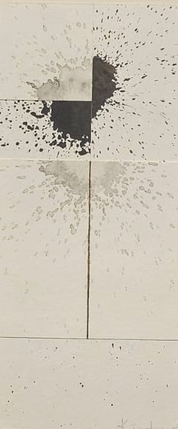 'Untitled 8' contemporary mixed-media painting by artist Kislay Vora, 13x6 inch, on paper