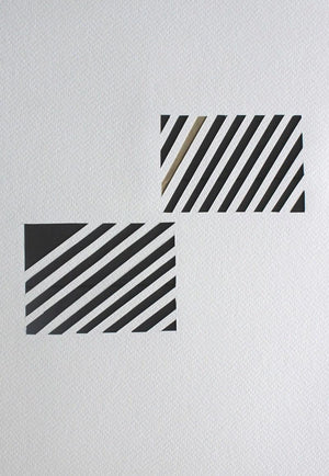Untitled 80 (Divided Rhythm) by Vivek Nimbolkar, Original Paper Abstract Painting on Paper, X-Small Vertical Wall Art