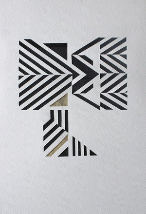 Untitled 82 (Intersecting Planes) by Vivek Nimbolkar, Original Paper Abstract Painting on Paper, X-Small Vertical Wall Art
