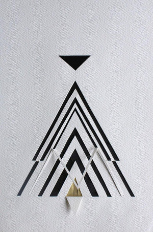 Untitled 84 (Ascending Pyramid) by Vivek Nimbolkar, Original Paper Abstract Painting on Paper, X-Small Vertical Wall Art