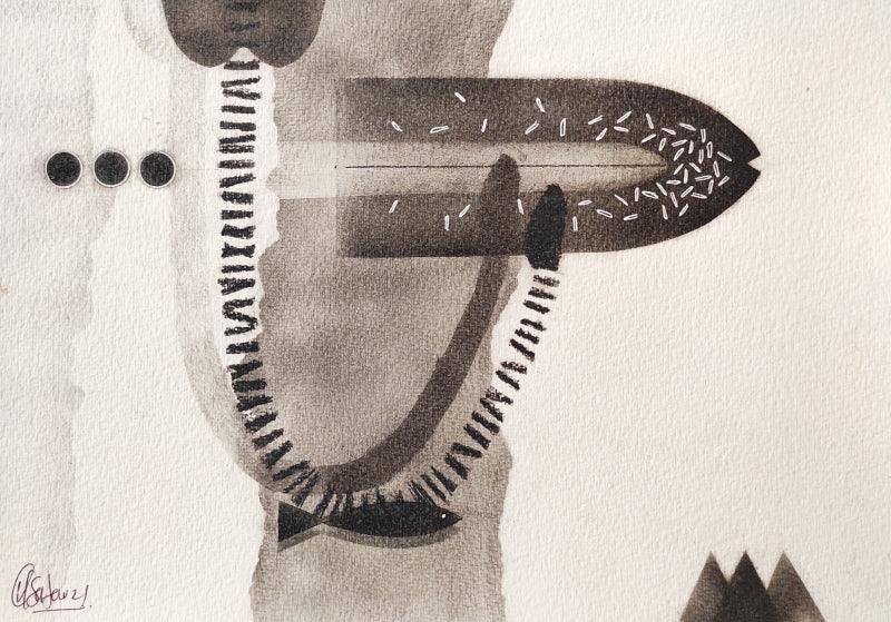 Abstract charcoal drawing titled 'Untitled 87', 8x12 inches, by artist Narendra Jatav on Paper