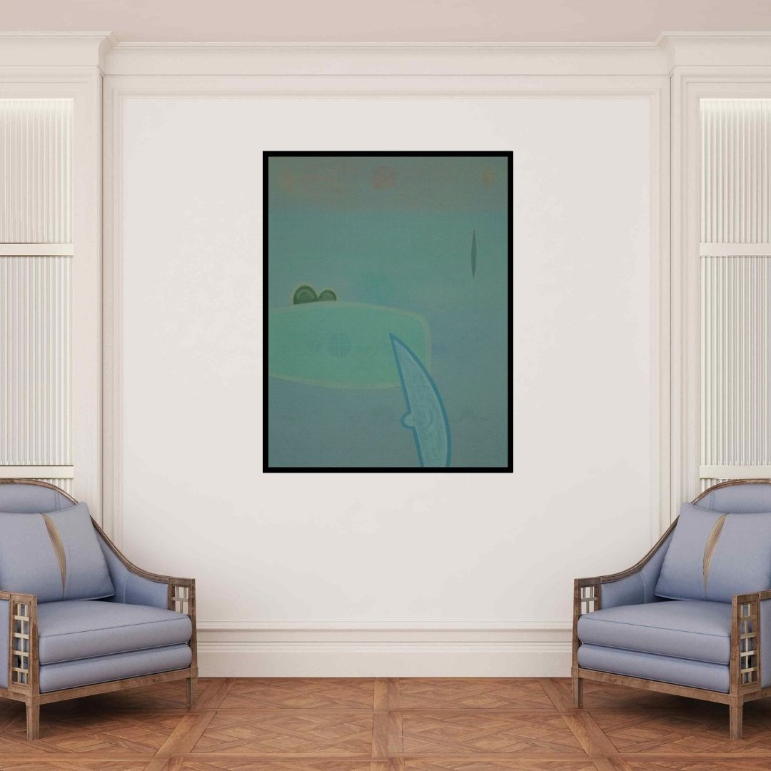 In-situ view of Bhushan Vaidhya's 'Untitled 9 (Serene Horizon: An Abstract Composition)' painting in a room