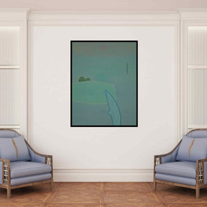 In-situ view of Bhushan Vaidhya's 'Untitled 9 (Serene Horizon: An Abstract Composition)' painting in a room