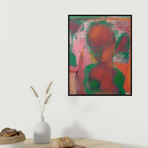 D S Rane's 'Untitled' painting visualized above a sofa in a contemporary room.