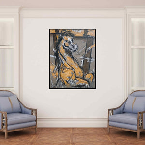 In-situ view of Santoshkumar Patil's 'Untitled 95 (The Dreamer)' painting in a room