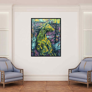 In-situ view of Santoshkumar Patil's 'Sold (The Gallop)' painting in a room