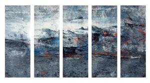 Untitled Dipetch 01 (The Shifting Sands) by Dnyaneshwar Dhavale, Original Acrylic Abstract Painting on Paper, Small Horizontal Wall Art