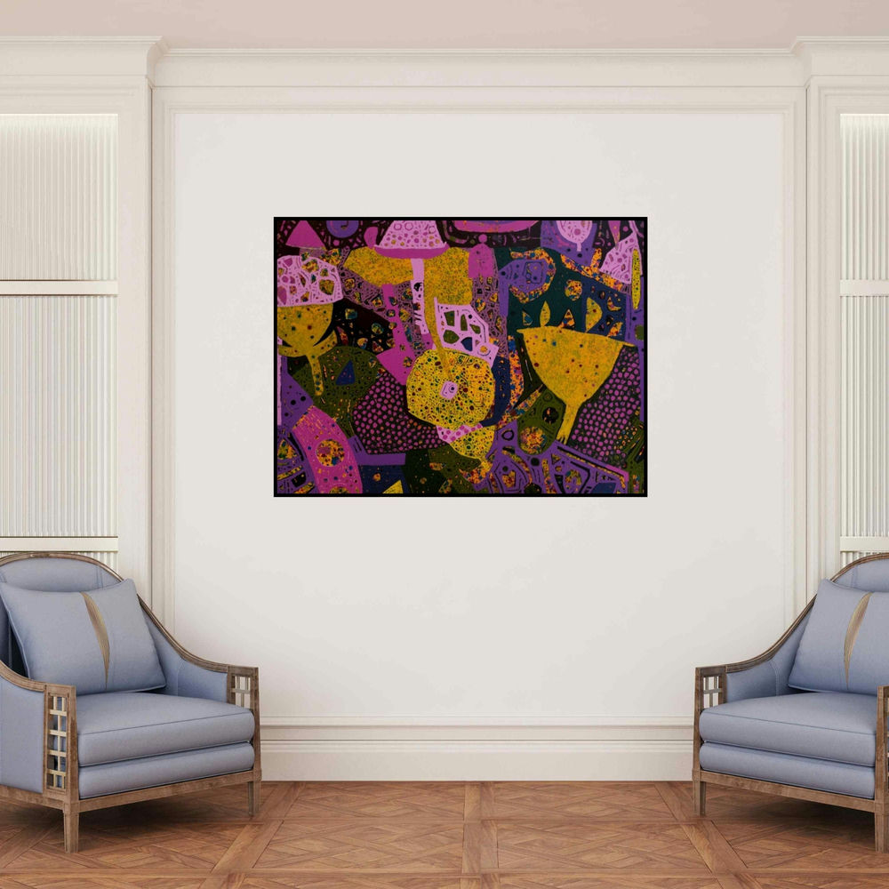 'Untitled H' painting by Pankaj Kumar Singh shown on a wall in a furnished room.