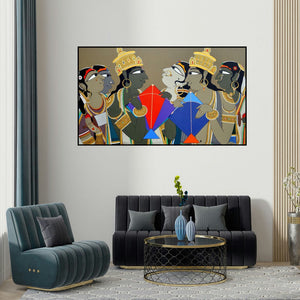 Shahed Pasha's 'Untitled L' painting visualized above a sofa in a contemporary room.