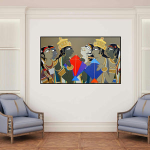'Untitled L' painting by Shahed Pasha shown on a wall in a furnished room.