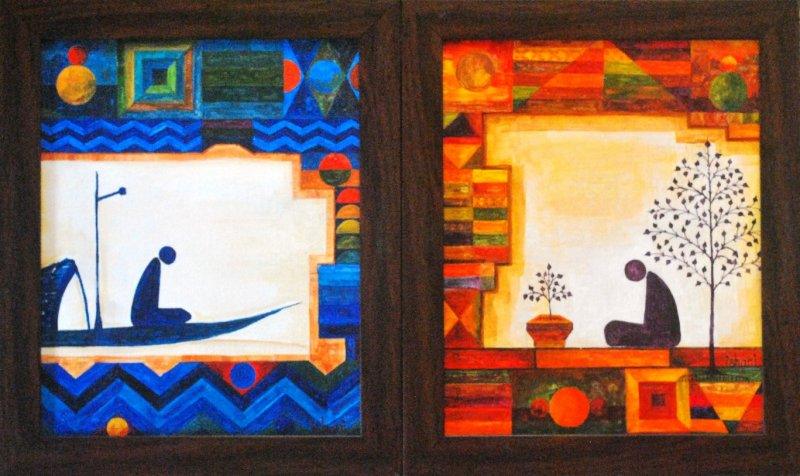 Figurative acrylic painting titled 'Untitled (Set of 2)', 12x10 inches, by artist Ishani Pimpalkhare on Canvas