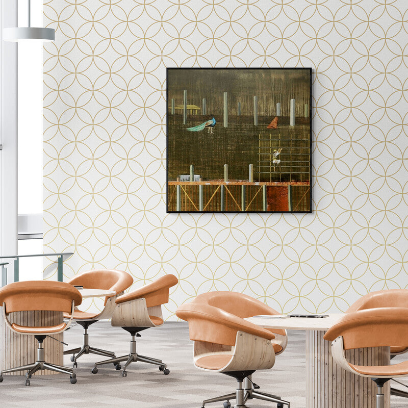 In-situ view of Ashish Kushwaha's 'Urban Metaphor 1 (Urban Sanctuary)' painting in a room