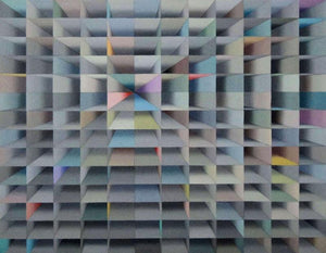 Urban Night (Depth Perception) by Samba Biswas, Original Acrylic Abstract Painting on Canvas, Small Horizontal Wall Art