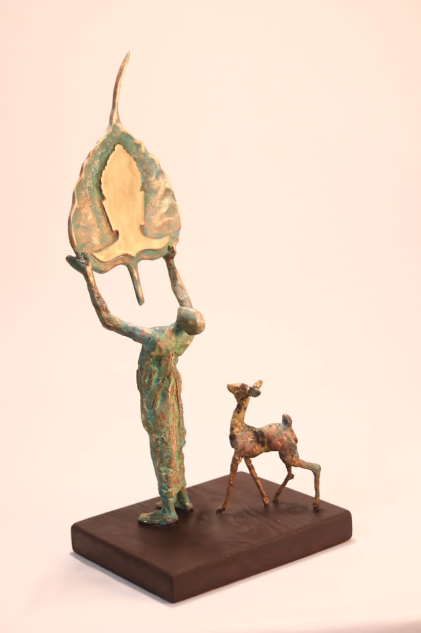 'Urja' religious Brass sculpture by artist Rohan Pawar, 23x10 inch, on brass