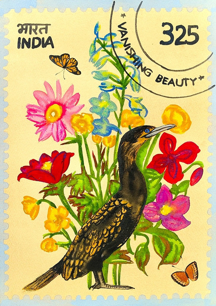 Vanishing Beauty 22' animals watercolor painting by artist Manisha Agarwal, 12x9 inch, on paper