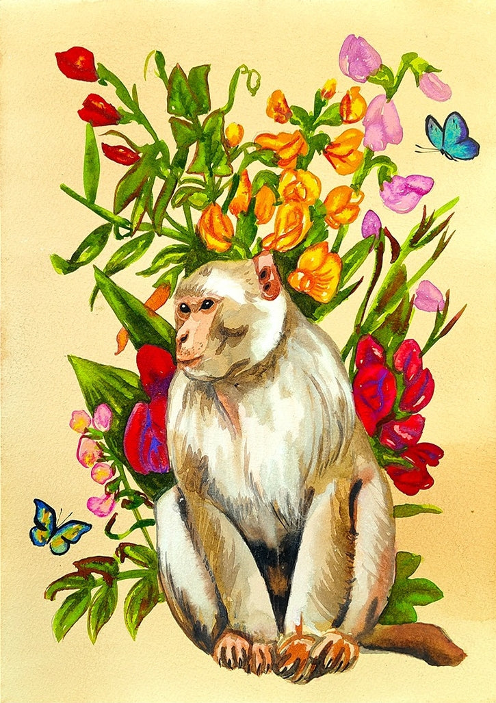 Vanishing Beauty 28' animals watercolor painting by artist Manisha Agarwal, 12x9 inch, on paper