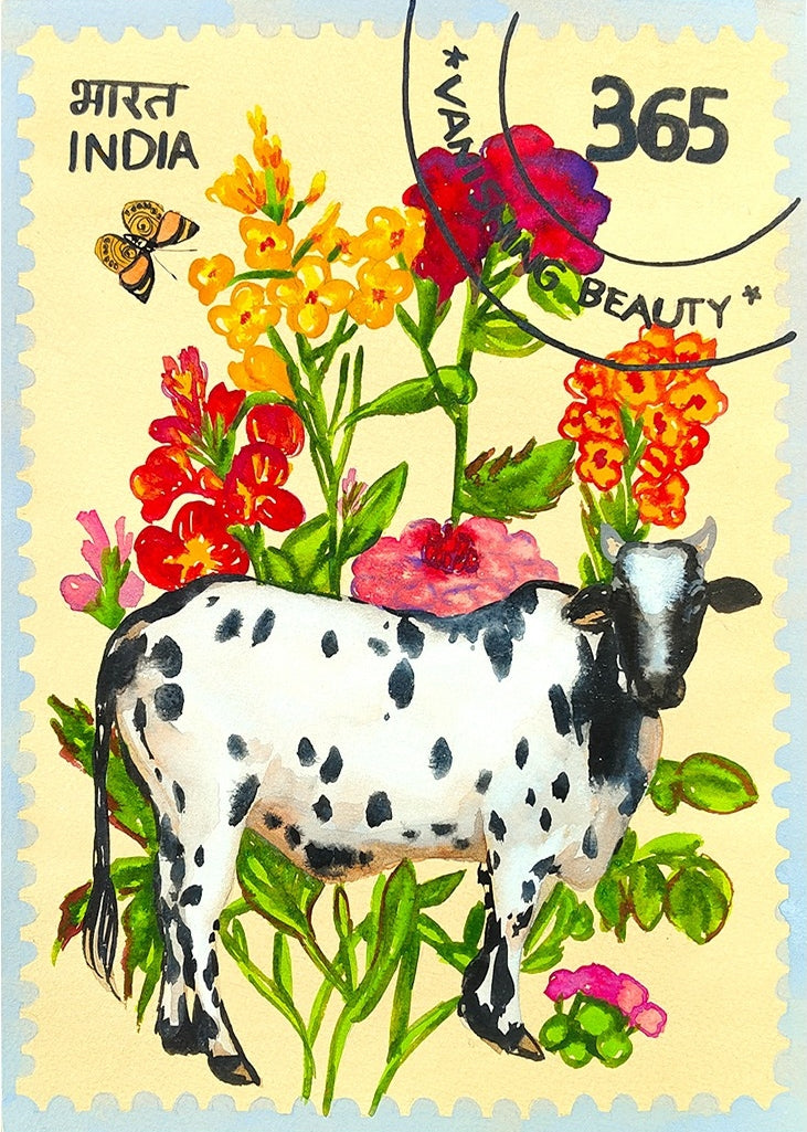 Vanishing Beauty 29' animals watercolor painting by artist Manisha Agarwal, 12x9 inch, on paper