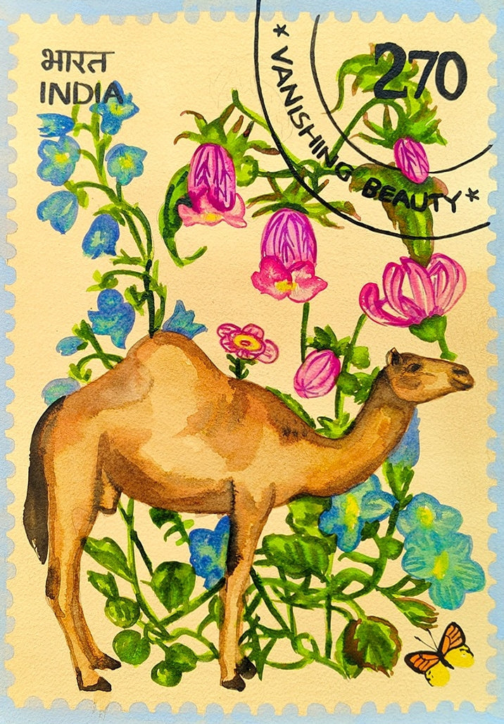 Vanishing Beauty 37' animals watercolor painting by artist Manisha Agarwal, 12x9 inch, on paper