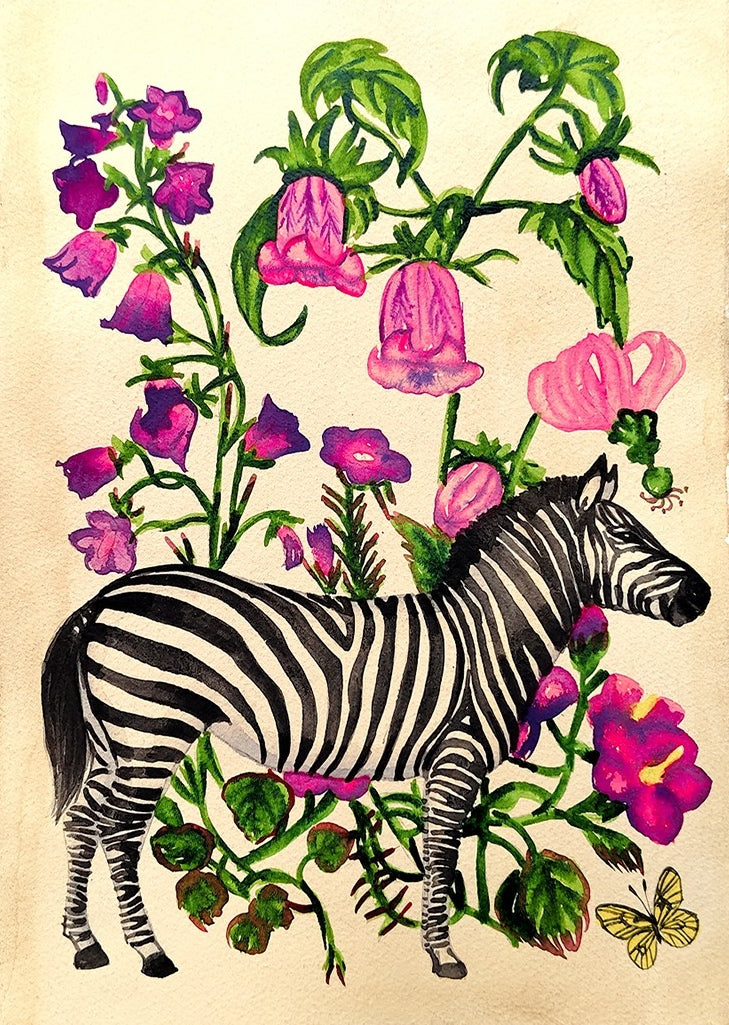 Vanishing Beauty 57' animals watercolor painting by artist Manisha Agarwal, 12x9 inch, on paper