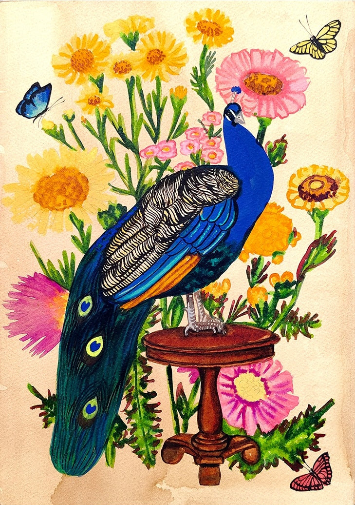 Vanishing Beauty 62' animals watercolor painting by artist Manisha Agarwal, 12x9 inch, on paper