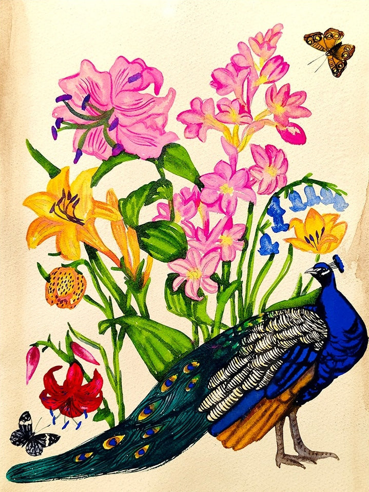 Vanishing Beauty 74' animals watercolor painting by artist Manisha Agarwal, 12x9 inch, on paper