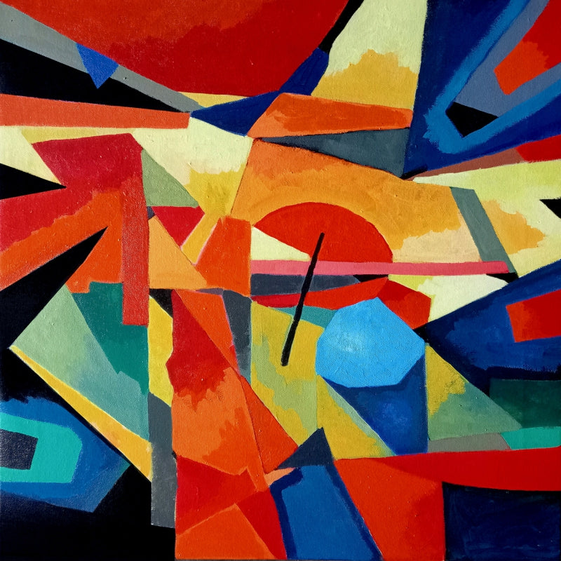 'Varanasi 1' religious acrylic painting by artist Prasanta Acharjee, 24x24 inch, on canvas