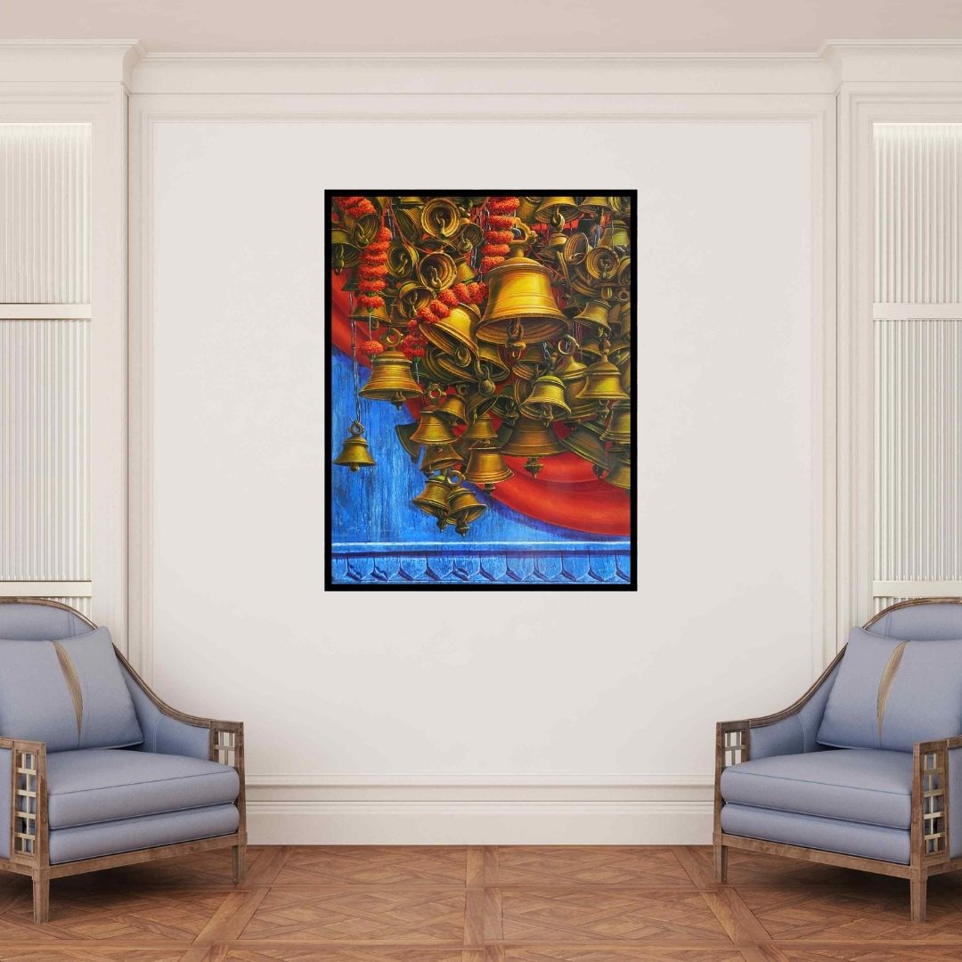 In-situ view of Anil Kumar Yadav's 'Varanasi 16 (Symphony of Devotion)' painting in a room